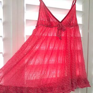 Victoria's Secret babydoll lingerie sz M Medium pink hearts sheer y2k Vintage